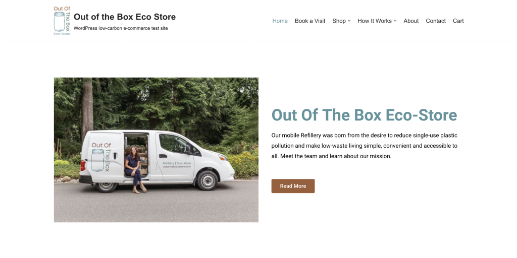 Image: Out of the Box test site homepage