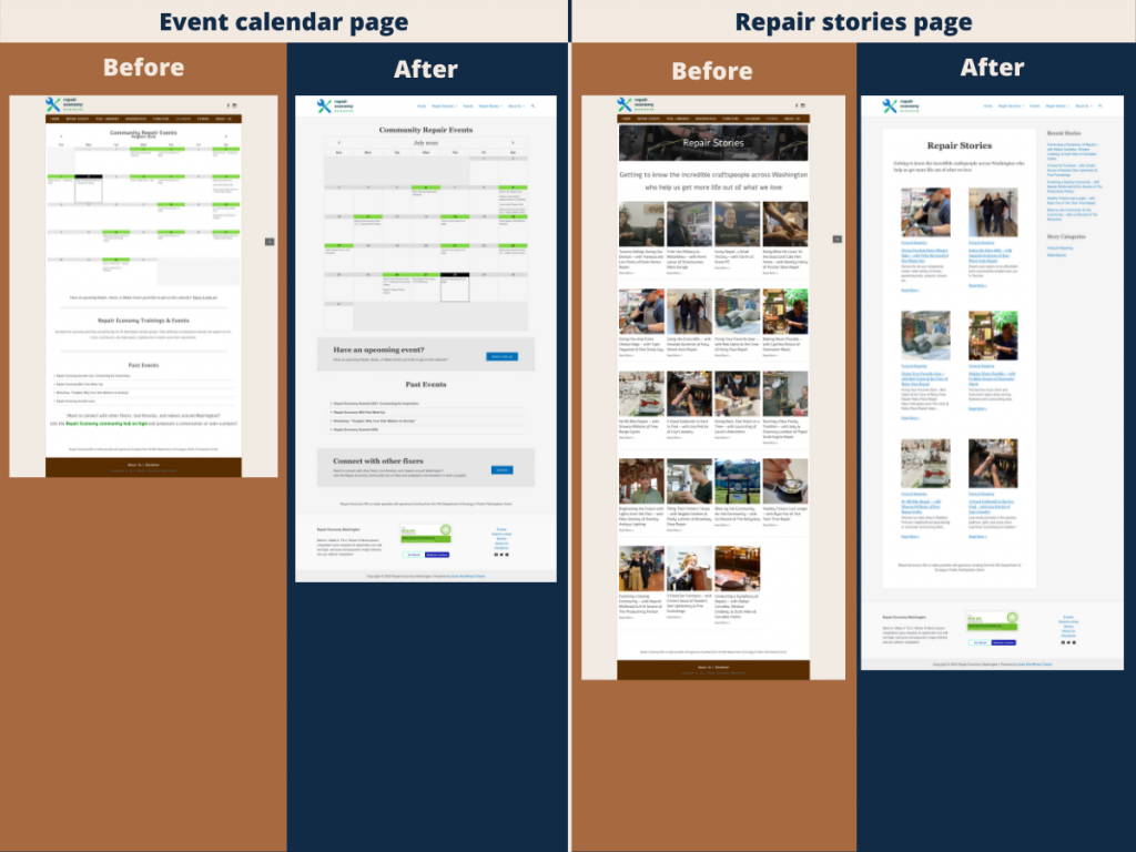 Image: Repair Economy pages before & after