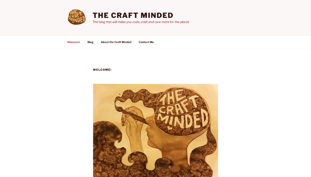 Image: Homepage of my original blog, The Craft Minded